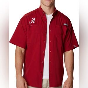 Columbia Men's Red Short-Sleeve Button-Down Shirt Alabama XXL